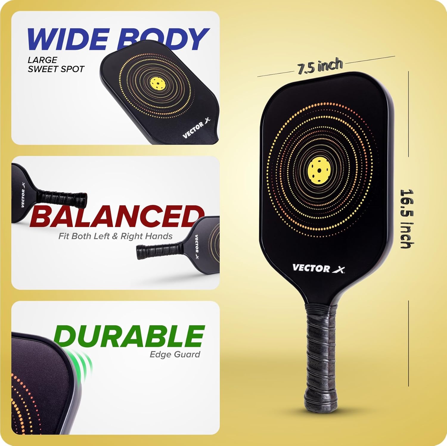 Vector X Graphite pickleball paddle angle